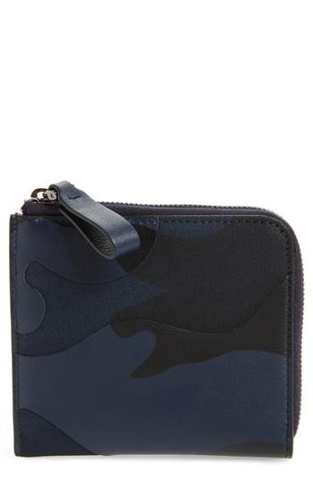 Men's Valentino Garavani Camo Zip Wallet - Blue