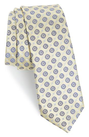 Men's Calibrate Modern Medallion Silk Skinny Tie, Size - Yellow