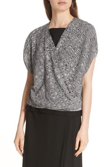 Women's Eileen Fisher Surplice Top, Size - Black