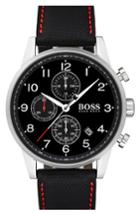 Men's Boss Navigator Chronograph Leather Strap Watch, 44mm