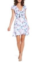 Women's Bp. Floral Tie Front Dress, Size - Blue