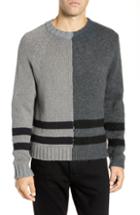 Men's French Connection Regular Fit Colorblock Stripe Detail Sweater - Grey