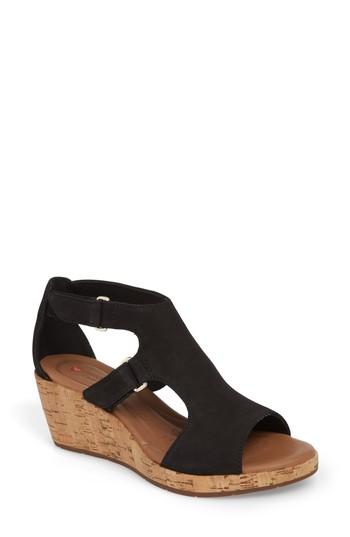 Women's Clarks Un Plaza Wedge Sandal .5 M - Black