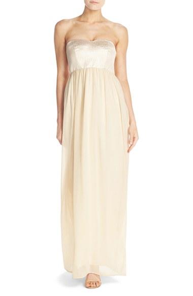 Women's Paper Crown By Lauren Conrad 'breanna' Lace Bodice Crepe Gown - Metallic