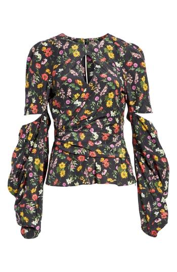 Women's Hellessy Celeste Silk & Cotton Cutout Blouse - Black