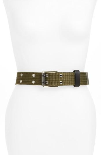 Women's Rag & Bone Grommet Webbing Belt - Olive Night