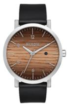 Men's Nixon Rollo Wood Dial Leather Strap Watch, 42mm