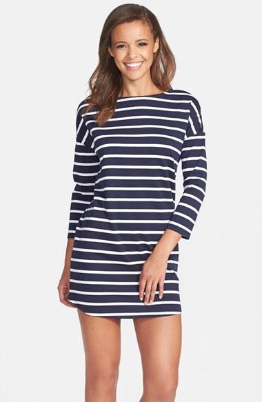 Women's Bb Dakota 'phillipa' Stripe Ponte Shift Dress - Blue