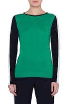 Women's Akris Punto Tricolor Merino Wool Sweater - Green