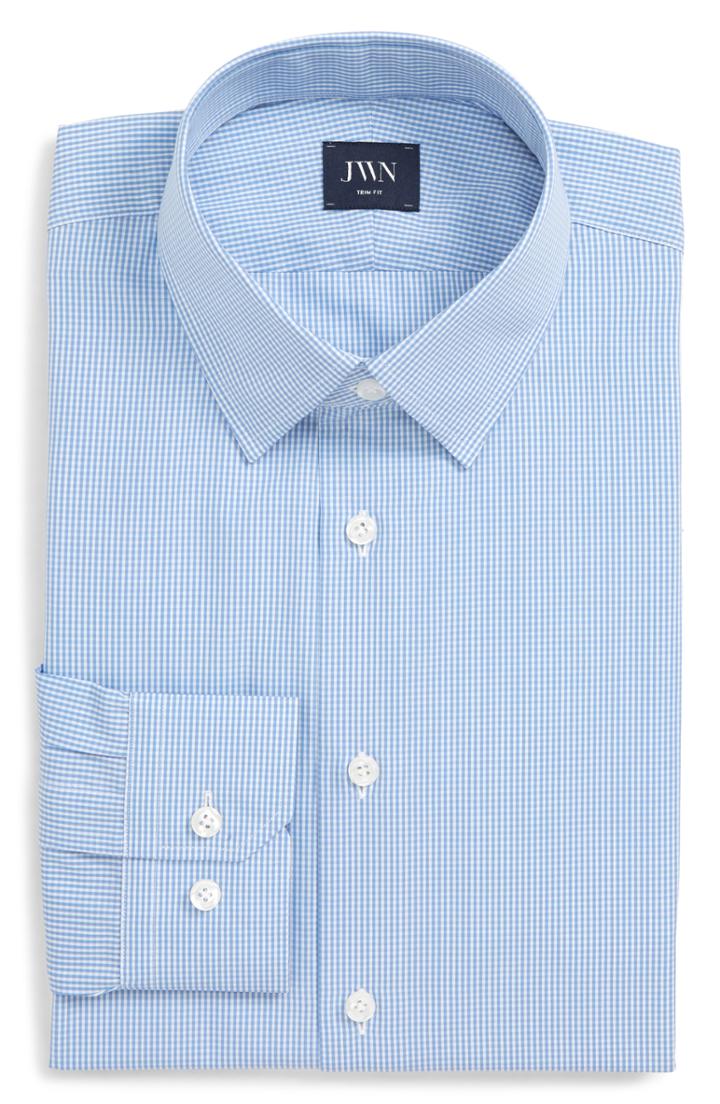 Men's John W. Nordstrom Trim Fit Check Dress Shirt - 33 - Blue