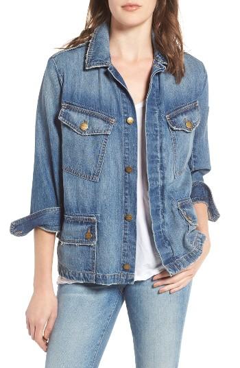 Women's Current/elliott The Updated Slant Pocket Denim Military Jacket