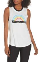 Women's Spiritual Gangster Rainbow Namaste Muscle Tee - White
