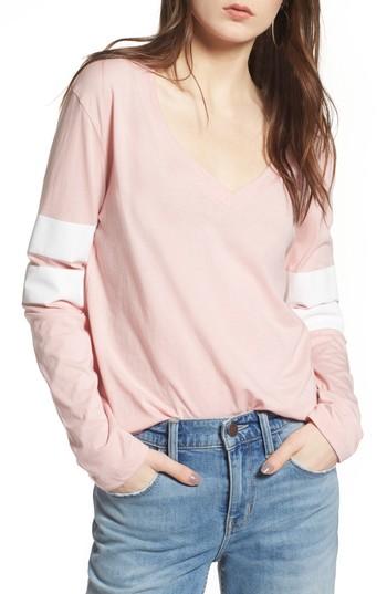 Women's Treasure & Bond Varsity Stripe Tee, Size - Pink