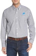Men's Cutter & Buck Detroit Lions - Gilman Regular Fit Plaid Sport Shirt - Black