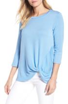 Women's Bobeau Lightweight Twist Hem Top, Size - Blue