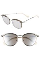 Women's Moncler 50mm Mirrored Geometric Sunglasses - Paladium/ White/ Smoke/ Silver