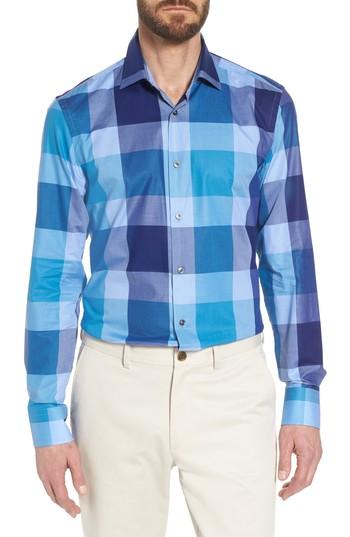Men's Boss Jenno Slim Fit Check Dress Shirt - Blue
