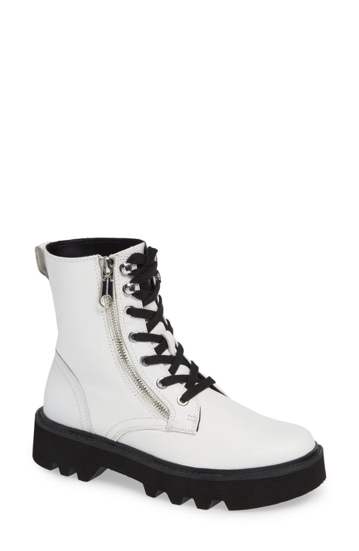 Women's Calvin Klein Jeans Diahne Combat Boot .5 M - White
