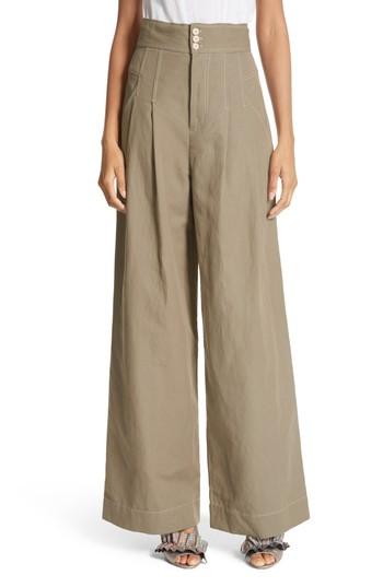 Women's La Vie Rebecca Taylor Cotton Linen Wide Leg Pants - Beige