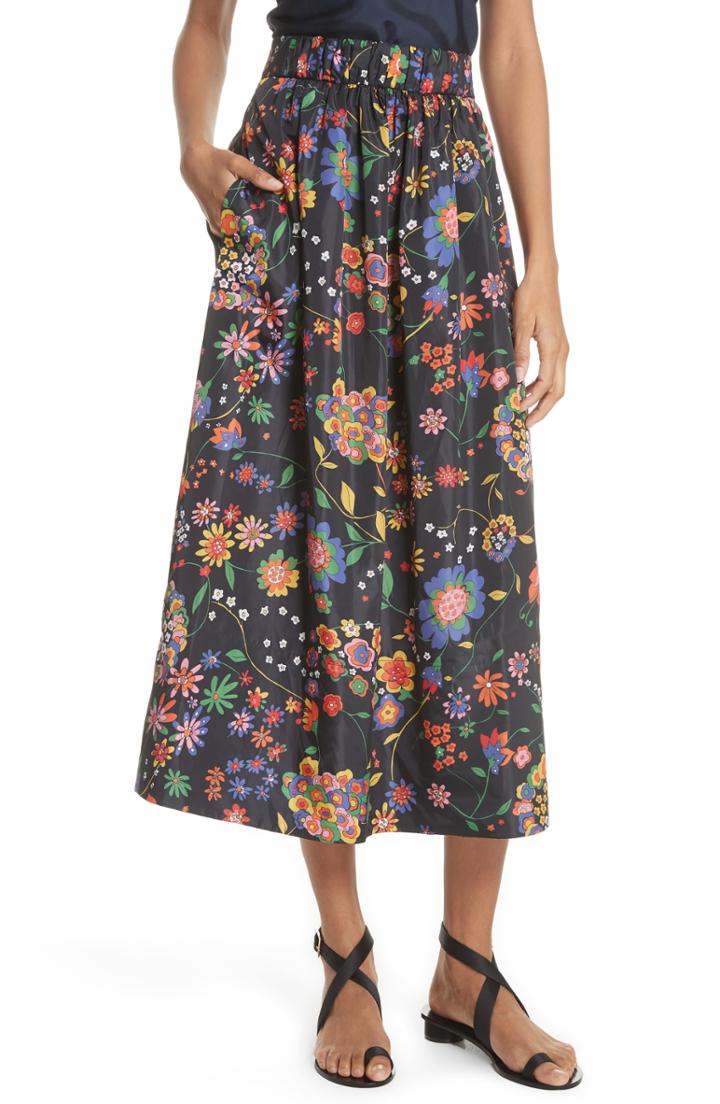Women's Tibi Print Tech Floral Skirt