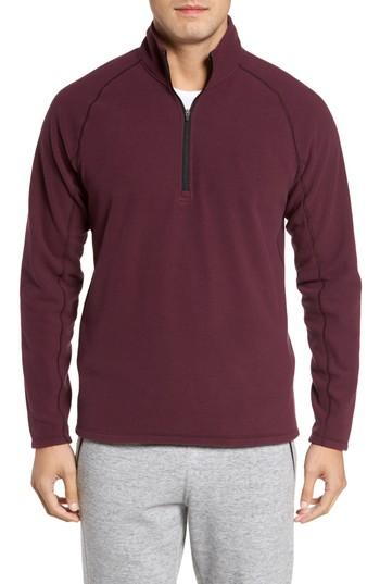 Men's Zella Quarter Zip Fleece Pullover, Size - Burgundy