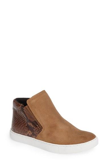Women's Kenneth Cole New York Kalvin Python Embossed Mid Top Sneaker M - Beige