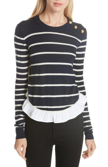 Women's Veronica Beard Ollie Ruffle Hem Sweater - Blue