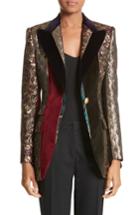 Women's Dolce & Gabbana Velvet & Jacquard Patchwork Jacket Us / 44 It - Metallic