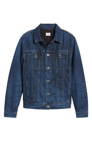 Men's Ag Regular Fit Lined Denim Jacket, Size - Blue