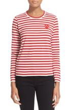 Women's Comme Des Garcons Play Stripe Tee - Red