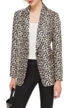Women's Topshop Leopard Print Suit Jacket Us (fits Like 0) - Brown