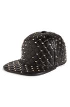 Women's Valentino Rockstud Spike Leather Baseball Cap - Black