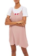 Women's Topshop Hammered Trapeze Slipdress Us (fits Like 0-2) - Beige