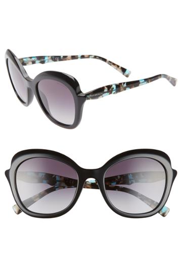 Women's Tiffany & Co. Paper Flowers 54mm Gradient Round Sunglasses - Havana Gradient Mirror