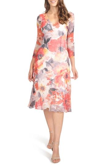Petite Women's Komarov Chiffon A-line Dress P - Red