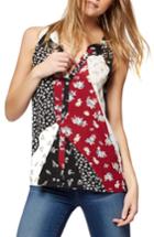 Women's Sanctuary Craft Floral Patchwork Shell - Red