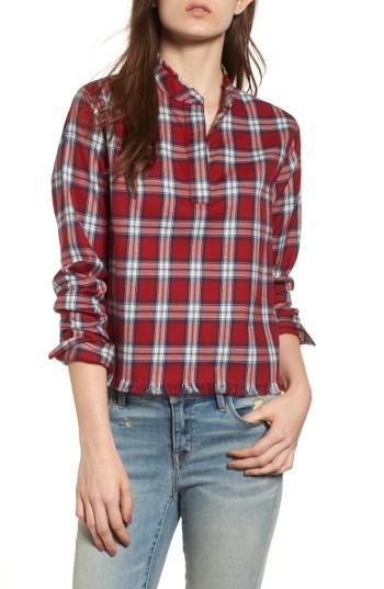 Women's Dl1961 X The Blue Shirt Shop W 3rd & Sullivan Crop Shirt - Red