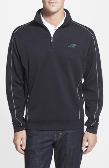 Men's Cutter & Buck Carolina Panthers - Edge Drytec Moisture Wicking Half Zip Pullover