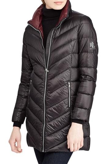 Women's Lauren Ralph Lauren Long Quilted Packable Coat - Black