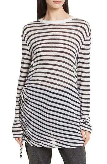 Women's T By Alexander Wang Side Tie Stripe Slub Jersey Tee - Blue