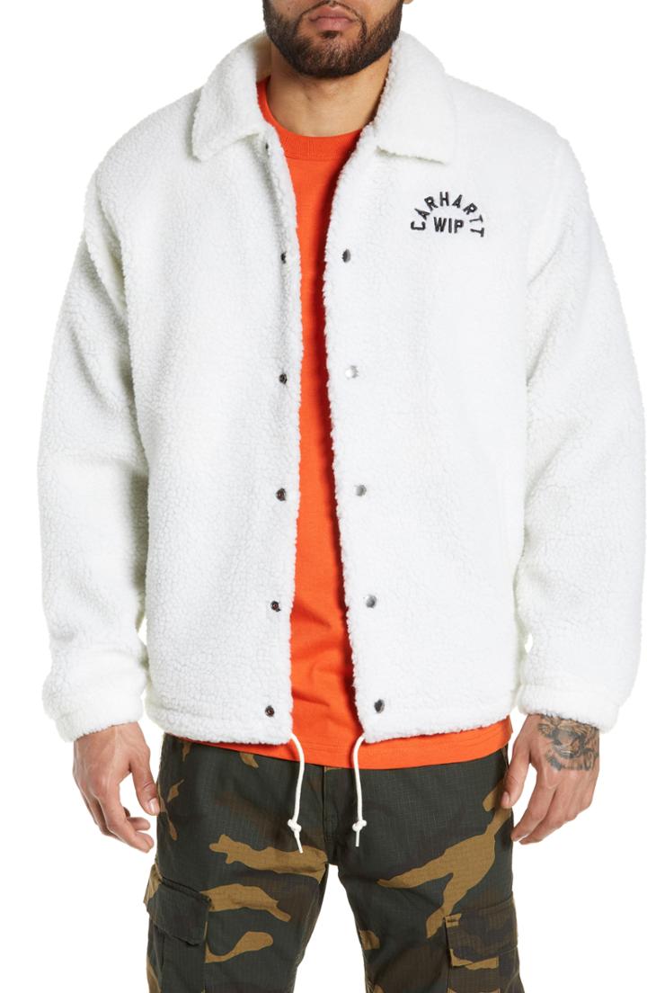Men's Carhartt Work In Progress Arch Fleece Coach Jacket - Ivory