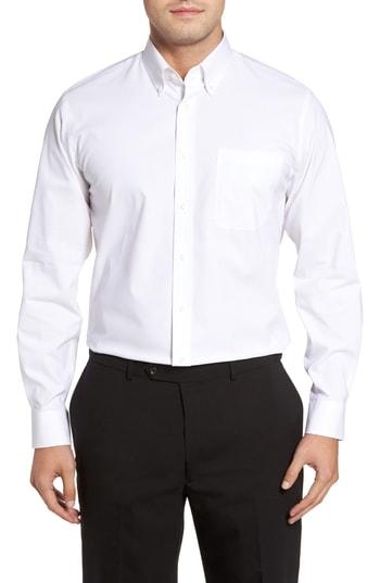 Men's Nordstrom Men's Shop Tech-smart Traditional Fit Stretch Pinrpoint Dress Shirt .5 - 32/33 - White