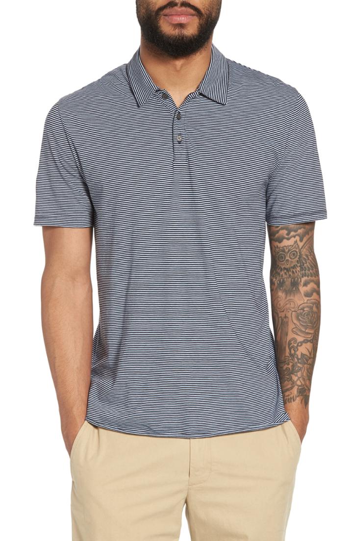 Men's Vince Slim Fit Stripe Polo Shirt, Size - Blue
