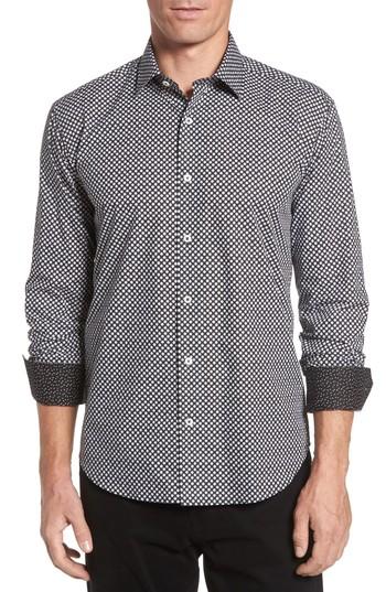 Men's Bugatchi Shaped Fit Dot Print Sport Shirt