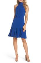 Women's Betsey Johnson Stretch Crepe Blouson Halter Dress - Blue