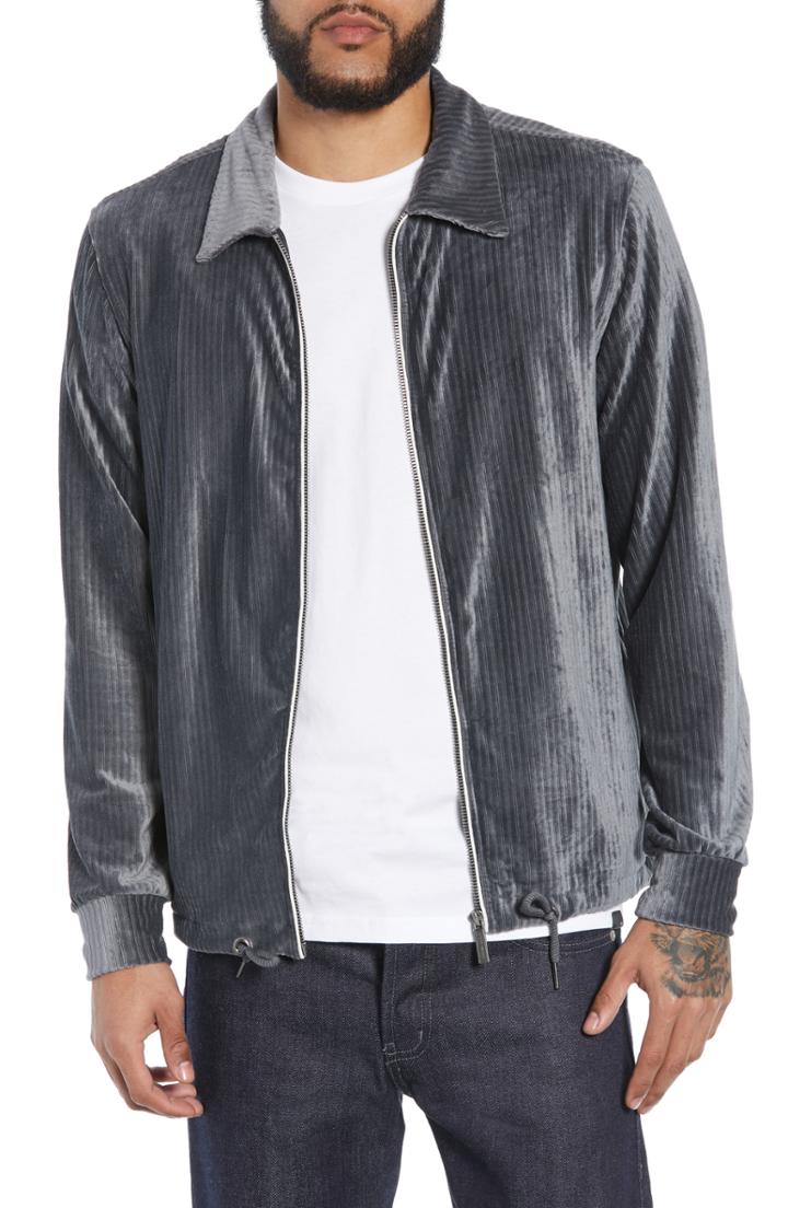 Men's Native Youth Ribbed Velour Jacket - Grey