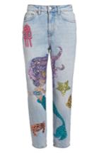 Women's Topshop Mermaid Sequin Mom Jeans X 30 - Blue