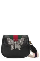 Gucci Small Linea Totem Crystal Butterfly Shoulder Bag - Black