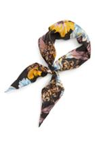 Women's Halogen Floral Print Silk Kite Scarf, Size - Black