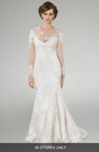 Women's Matthew Christopher Kelli Illusion Lace Silk Trumpet Gown, Size In Store Only - White